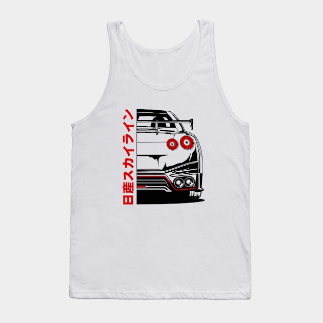 Nissan GTR R35 Black Print Tank Top by cturs